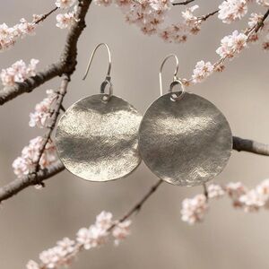 Silpada Hammered Oxidized Round Disc Drop Earrings W1666